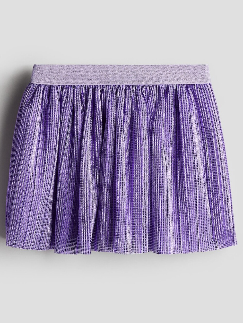H&M Girls Shimmery Metallic Foil Purple Pleated Skirt Size 8-10 NEW